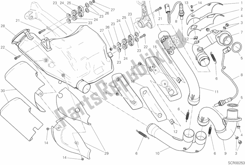 Tutte le parti per il Impianto Di Scarico del Ducati Monster 797 Plus 2017